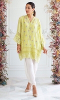 This stunning shade of pastel kiwi is all you need to stand out this summer. Cut from pure cotton net, in a relaxed boxy silhouette and adorned with delicately blooming florals in intricate cross stitch, this is will become your go to for any manner of occasion. Pair with high heels and statement jewelry to dress it up for a dinner or some flats to keep it easy for a day soiree!!