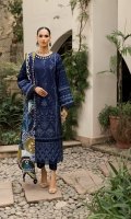 Embroidered Khaddar Front Panel Embroidered Khaddar side Panels (02) Dyed Khaddar Back Embroidered Front and Back Border Embroidered Khaddar Sleeves Embroidered Khaddar Sleeves Border Digital Printed Cotton Net Shawl Dyed Khaddar Trouser