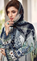 PRINTED LAWN SHIRT PRINTED LAWN BACK & SLEEVES PRINTED CHIFFON DUPATTA EMBROIDERED NECKLINE PATCH EMBROIDERED TROUSER PATCH DYED CAMBRIC LAWN TROUSER