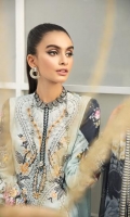 PRINTED LAWN FRONT PRINTED BACK & SLEEVES PRINTED CHIFFON DUPATTA EMBROIDERED NECKLINE PATCH EMBROIDERED TROUSER PATCH DYED CAMBRIC LAWN TROUSER
