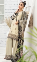 EMBROIDERED LAWN FRONT PRINTED BACK & SLEEVES PRINTED CHIFFON DUPATTA EMBROIDERED FRONT BORDER EMBROIDERED TROUSER PATCH DYED CAMBRIC LAWN TROUSER