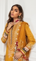 Digital Printed Lawn Front Digital Printed Back & Sleeves Embroidered Neckline Patch Embroidered Front Border Digital Printed Chiffon Dupatta Dyed Cambric Lawn Trouser