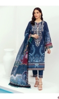 PRINTED LAWN FRONT PRINTED BACK & SLEEVES PRINTED CHIFFON DUPATTA EMBROIDERED NECKLINE PATCH EMBROIDERED TROUSER PATCH DYED CAMBRIC LAWN TROUSER