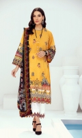 EMBROIDERED LAWN FRONT PRINTED BACK & SLEEVES PRINTED CHIFFON DUPATTA EMBROIDERED TROUSER PATCH DYED CAMBRIC LAWN TROUSER