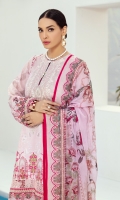 PRINTED LAWN FRONT  PRINTED BACK & SLEEVES  PRINTED CHIFFON DUPATTA  EMBROIDERED NECKLINE PATCH  DYED CAMBRIC LAWN TROUSER