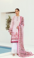 PRINTED LAWN FRONT  PRINTED BACK & SLEEVES  PRINTED CHIFFON DUPATTA  EMBROIDERED NECKLINE PATCH  DYED CAMBRIC LAWN TROUSER