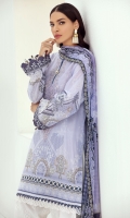 PRINTED LAWN FRONT  PRINTED BACK & SLEEVES  PRINTED CHIFFON DUPATTA  EMBROIDERED NECKLINE PATCH  EMBROIDERED CAMBRIC LAWN TROUSER