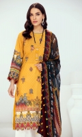 EMBROIDERED LAWN FRONT PRINTED BACK & SLEEVES PRINTED CHIFFON DUPATTA EMBROIDERED TROUSER PATCH DYED CAMBRIC LAWN TROUSER