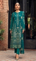 Embroidered Chiffon Front Panel Embroidered Chiffon Side Panels (02) Plain Chiffon Back Embroidered Chiffon Sleeves Embroidered Chiffon Dupatta Embroidered Chiffon Front & Back Border Embroidered Chiffon Sleeves Border Dyed Silk Trouser