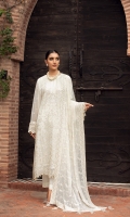 Embroidered Chiffon Front Panel Embroidered Chiffon Side Panels (02) Plain Chiffon Back Embroidered Chiffon Sleeves Embroidered Chiffon Dupatta Embroidered Chiffon Front & Back Border Embroidered Chiffon Sleeves Border Dyed Silk Trouser