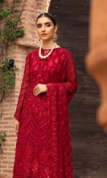 Embroidered Chiffon Front Embroidered Chiffon Back Embroidered Chiffon Sleeves Embroidered Chiffon Dupatta Embroidered Chiffon Front & Back Border Embroidered Chiffon Sleeves Border Dyed Silk Trouser