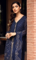 Embroidered Chiffon Front Plain Chiffon Back Embroidered Chiffon Sleeves Embroidered Chiffon Dupatta Embroidered Chiffon Front & Back Border Embroidered Chiffon Sleeves Border Dyed Silk Trouser