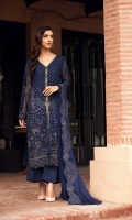 Embroidered Chiffon Front Plain Chiffon Back Embroidered Chiffon Sleeves Embroidered Chiffon Dupatta Embroidered Chiffon Front & Back Border Embroidered Chiffon Sleeves Border Dyed Silk Trouser