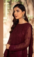 Embroidered Chiffon Front Plain Chiffon Back Embroidered Chiffon Sleeves Embroidered Chiffon Dupatta Embroidered Chiffon Front & Back Border Embroidered Chiffon Sleeves Border Dyed Silk Trouser