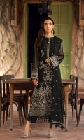 Embroidered Chiffon Front Plain Chiffon Back Embroidered Chiffon Sleeves Embroidered Chiffon Dupatta Embroidered Chiffon Front & Back Border Embroidered Chiffon Sleeves Border Dyed Silk Trouser