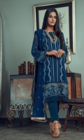 Embroidered Chiffon Front: 1 Yard (Shirt Length with Border 42”+) Embroidered Chiffon Sleeves: 0.60 Yards Dyed Chiffon Back: 1 Yard Inner Fabric Included