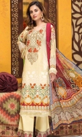 Digital Printed Embroidered Front  Digital Printed Back and Sleeves  Digital Printed Chiff on Dupatta  Dyed Cambric Trouser