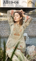 Digital Printed Shirt  Embroidered Organza Neckline Dyed Trouser Digital Printed Chiffon Dupatta