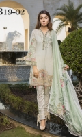 Digital Printed Shirt  Embroidered Organza Neckline Dyed Trouser Digital Printed Chiffon Dupatta