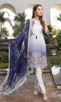 Digital Printed Shirt  Embroidered Organza Neckline Dyed Trouser Digital Printed Chiffon Dupatta