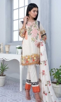 Lawn Digital Print Embroidered Shirt Front1.30 yards Digital Print Shirt Back and Sleeves2.00 yards Dyed Embroidered Bamber Chiffon Dupatta2.65 yards Dyed Cambric Trouser2.65 yards