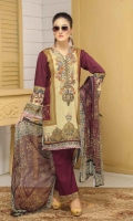 Embroidered Viscose Shirt Printed Chiffon Dupatta Dyed Trouser