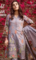 Digital Printed Embroidered shirt: 3.00 mtr  Trouser: 2.50 mtr  Pima Lawn Voil Dupatta: 2.5mtr