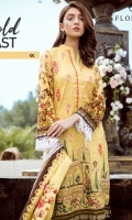 Digital Printed Embroidered shirt: 3.00 mtr  Trouser: 2.50 mtr  Pima Lawn Voil Dupatta: 2.5mtr