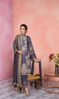 Front back brosha jacquard shirt  2mtr  Dyed sleeves 0.75 mtr  Cambric trouser 2.5mtr  Yard dyed fancy zari dupatta  2.5mtr  ADD ON: Embroidery on sleeves – Embroidered neckline patch: 1pc -Embroidered border: 1pc