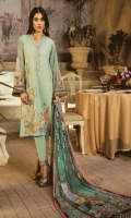 Dyed Front: 1.25 mtr Digital Printed BAck&sleeves: 2 mtr Trouser: 2.5 mtr Chiffon Dupatta: 2.5 mtr   Add On   Embroidery on Shirt