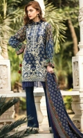Three Piece Embroidered Twill Linen Suit With Staple Wool Shawl