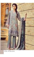 Three Piece Silk Karandi Suit With Woven Wool Shawl