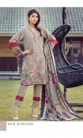 Three Piece Silk Karandi Suit With Woven Wool Shawl