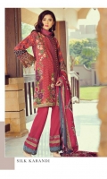 Three Piece Silk Karandi Suit With Woven Wool Shawl