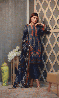 Digital Printed Shirt: 3.00 m Trouser: 2.50 m Digital Shawl: 2.5o m  Add on: Embroidery on Shirt Embroidered Lace: 1 Yard