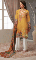 Digital Printed Shirt: 3.00 m Trouser: 2.50 m Digital Shawl: 2.5o m  Add on: Embroidery on Shirt Embroidered Patch: 2 pcs