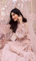 • Embroidered Chiffon Front • Embroidered Chiffon Back • Embroidered Chiffon Sleeves • Embroidered Net Dupatta • Embroidered Organza Border For Sleeves • Embroidered Organza Pallu For Dupatta • Embroidered Organza Border For Shararah 1 • Embroidered Organza Border For Shararah 2 • Embroidered Silk Shararah