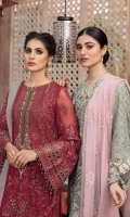 • Embroidered Chiffon Front • Embroidered Chiffon Back • Embroidered Chiffon Sleeves • Embroidered Chiffon Dupatta ( Contrast ) • Embroidered Organza Border For Dupatta Pallu (Contrast) • Embroidered Organza Neckline ( Hand Made) • Embroidered Organza Border For Front • Embroidered Organza Border For Back • Embroidered Organza Border For Sleeves • Embroidered Organza Border For Trouser • Dyed Trouser