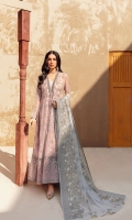 • Embroidered Chiffon Front • Embroidered Chiffon Back • Embroidered Chiffon Sleeves • Embroidered Chiffon Dupatta ( Contrast ) • Embroidered Organza Border For Front • Embroidered Organza Border For Back • Embroidered Organza Border For Sleeves • Embroidered Organza Border For Neckline ( Hand Made ) • Embroidered Organza Border For Trouser • Dyed Trouser