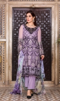 Embroidered Chiffon Front Plain Chiffon Back Embroidered Chiffon Sleeves Digital Printed Chiffon Dupatta Embroidered Organza Border For Front Embroidered Organza Border For Back Embroidered Organza Gala Patch ( Hand Made ) Dyed Trouser