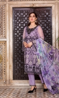 Embroidered Chiffon Front Plain Chiffon Back Embroidered Chiffon Sleeves Digital Printed Chiffon Dupatta Embroidered Organza Border For Front Embroidered Organza Border For Back Embroidered Organza Gala Patch ( Hand Made ) Dyed Trouser