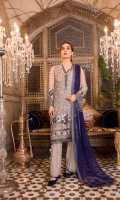 Embroidered Chiffon Front Plain Chiffon Back Embroidered Chiffon Sleeves Stone Embellished Chiffon Dupatta (Contrast) Embroidered Organza Border For Front Embroidered Organza Border For Back Embroidered Organza Border For Neck Line Embroidered Organza Border For Dupatta Dyed Trouser