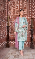 Embroidered Chiffon Front Embroidered Chiffon Side Pannel Plain Chiffon Back Embroidered Chiffon Sleeves Embroidered Net Dupatta (Contrast) Embroidered Chiffon Border For Back Embroidered Organza Border For Front Embroidered Organza Border For Back Embroidered Organza Border For Sleeves Dyed Trouser