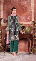 Embroidered Chiffon Front Left Pannel Embroidered Chiffon Front Right Pannel Embroidered Chiffon Front Left Right Pannels Plain Chiffon Back Embroidered Chiffon Sleeves Embroidered Chiffon Dupatta (Contrast) Embroidered Organza Border For Front Embroidered Organza Border For Back Embroidered Organza Border For Sleeves Embroidered Organza Border For Jacket Embroidered Organza Border For Dupatta Pallu Embroidered Organza Border For Dupatta Dyed Trouser