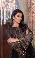 Embroidered Chiffon Front Embroidered Chiffon Side Pannel Plain Chiffon Back Embroidered Chiffon Sleeves Embroidered Chiffon Dupatta Embroidered Organza Border For Front Embroidered Organza Border For Back Embroidered Organza Border For Sleeves Embroidered Organza Border For Dupatta Dyed Trouser