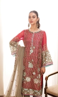CHIFFON DUPATTA FRONT EMBROIDERED BACK EMBROIDERED SLEEVE EMBROIDERED  DYED TROUSER