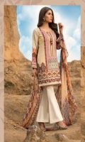 Lawn Embroidered Front Printed back & Sleeves Printed Bamber Chiffon dupatta Dyed Trouser