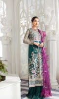 Embroidered Net Unstitched 3 Piece Suit
