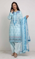 Digital Printed Chiffon Dupatta - 2.5 meters Digital Printed Shirt - 3 meters Dyed Trouser - 1.75 meters