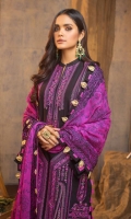 Embroidered Chiffon Dupatta – 2.5 meters Embroidered Lawn Front, Sleeves & Side Panels with Zari – 1.99 meters Dyed Lawn Back – 1 meter Dyed Trouser – 1.75 meters